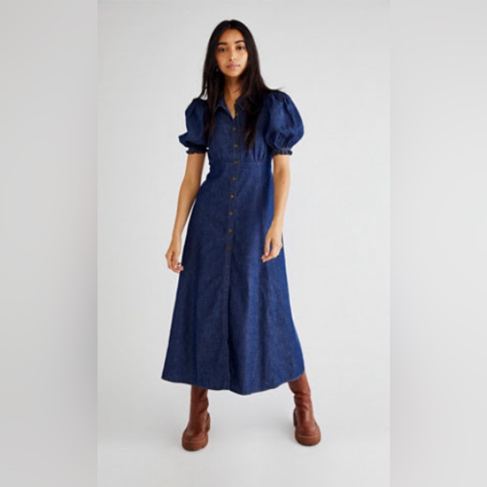Free People Debbie Jean Denim Dress, Size L
